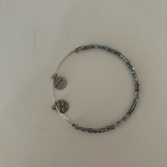 Alex & Ani Bead Expandable Bangle Bracelet Rafaelian Silver Blue Beads J15 - Picture 2 of 2